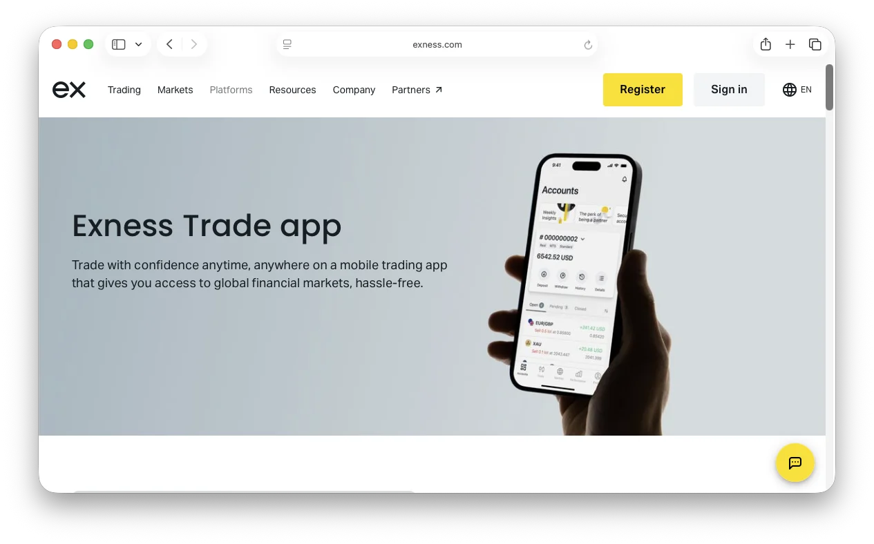 Exness trading platform